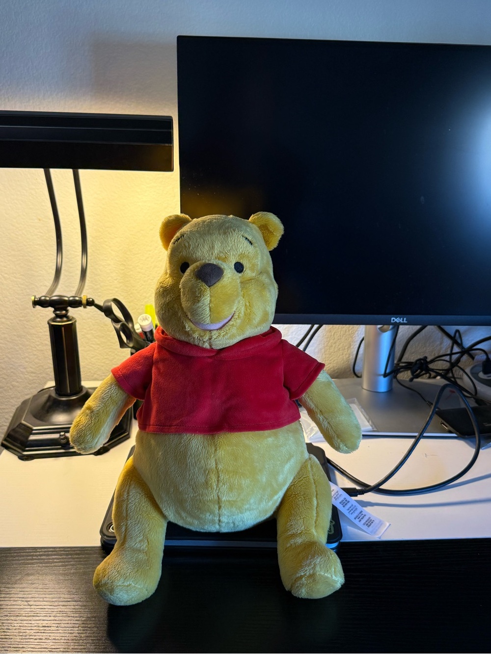 Disney Yellow Winnie the Pooh Plush with Red Shirt Accent